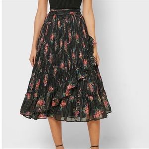 Topshop Floral Print Metallic Faux
Wrap Skirt